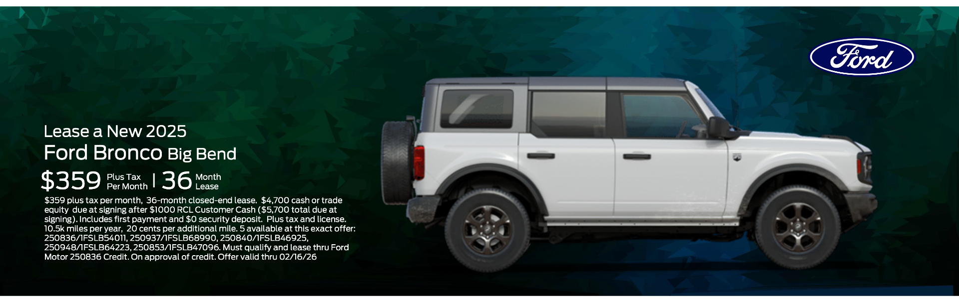 $359 Plus Tax Per Month / 36-Month Lease