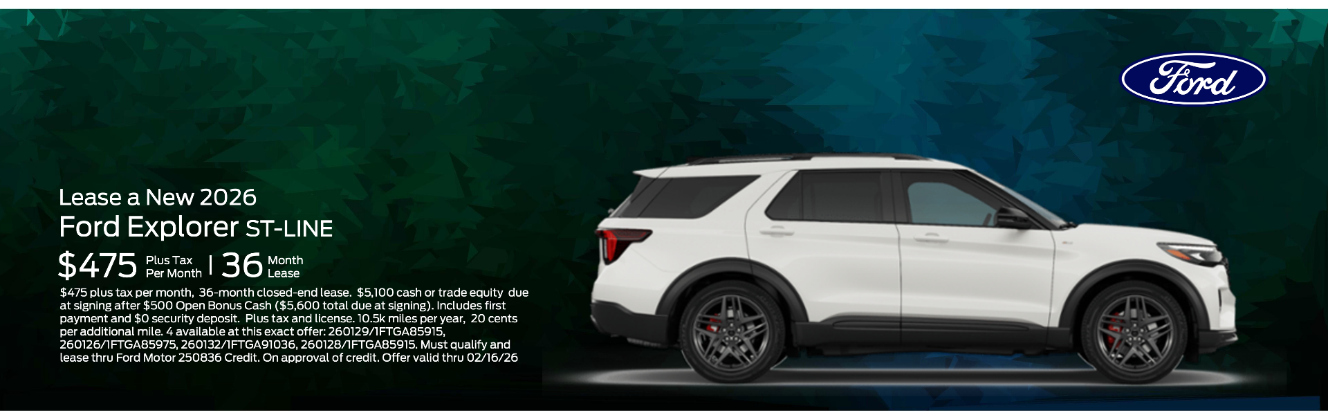 $475 Plus Tax Per Month / 36-Month Lease